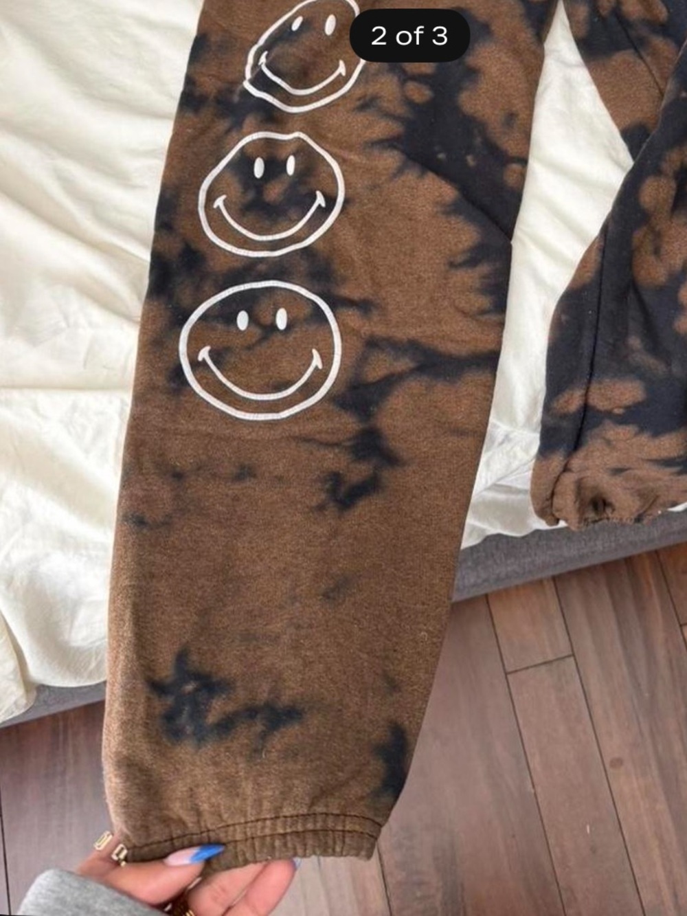 Pacsun Tie-Dye Brown & Black Smile Jogger Pants - Picture 2 of 3